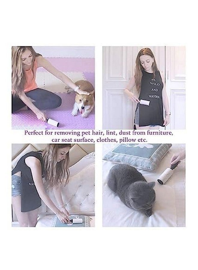 Pet Fur And Lint Hair Remove Roller - Self-Cleaning And Reusable Lint Roller With Cover 60 Sheet & 2 Refills 60 Sheets Each For Dog Hair Removal, Dust Free Clothes & Furniture - Image 2