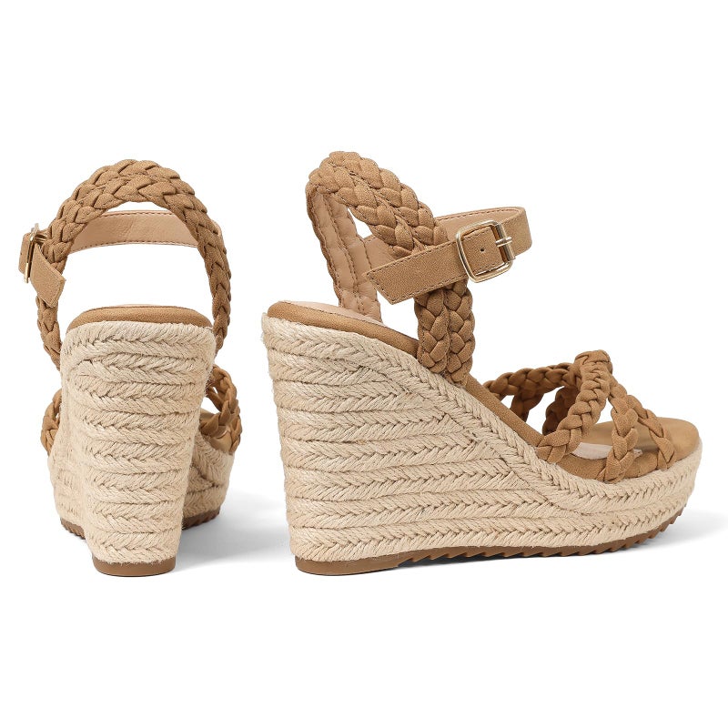 mikarka Espadrille Wedge Sandals for Women Braided Knot Ankle Strap Open Toe Platform Sandals - Image 3