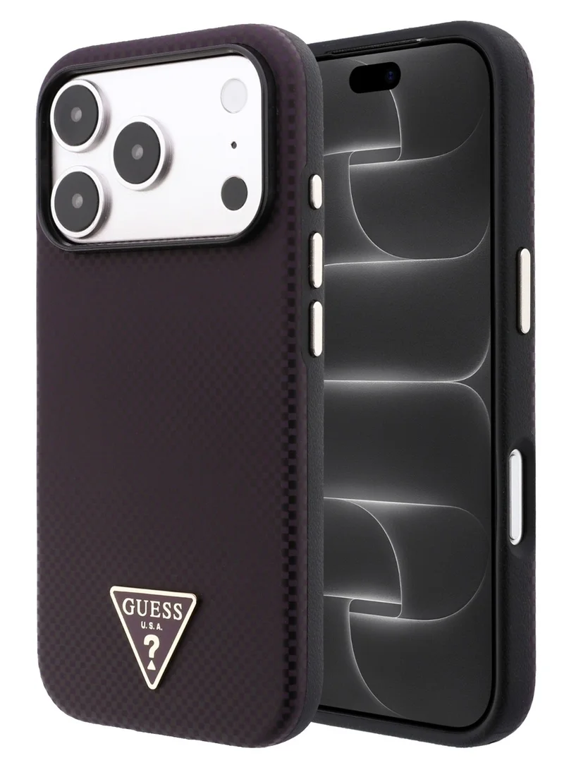 Guess iPhone 18 Pro Max MagSafe Case PU Kevlar Hard Shell with Triangle Logo