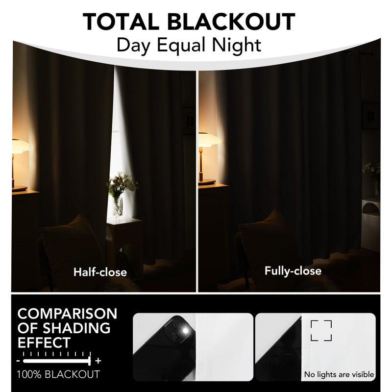 Deconovo White 100% Blackout Curtains for Living Room  Back Tab and Rod Pocket Room Darkening Curtain for Bedroom 84 Inches Long  52x84 Inch  2 Panels - Image 2