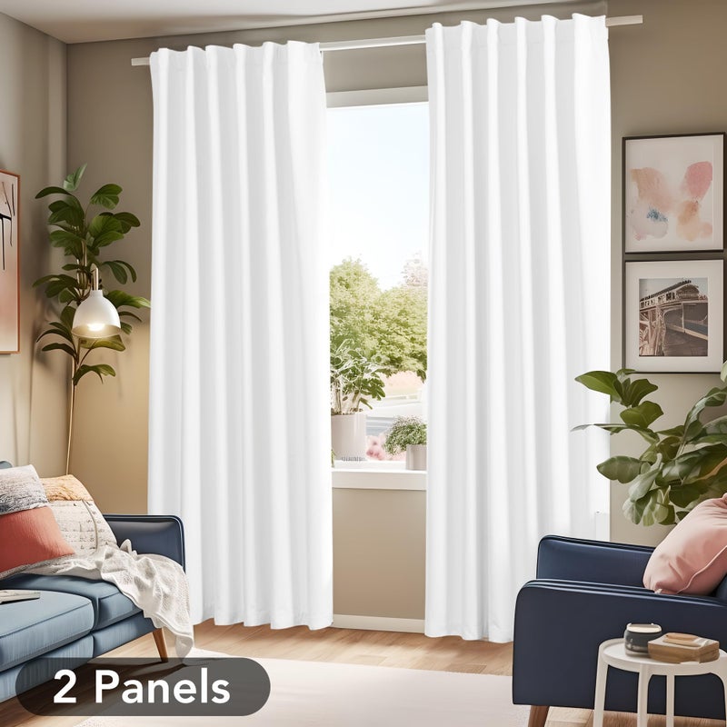 Deconovo White 100% Blackout Curtains for Living Room  Back Tab and Rod Pocket Room Darkening Curtain for Bedroom 84 Inches Long  52x84 Inch  2 Panels - Image 5
