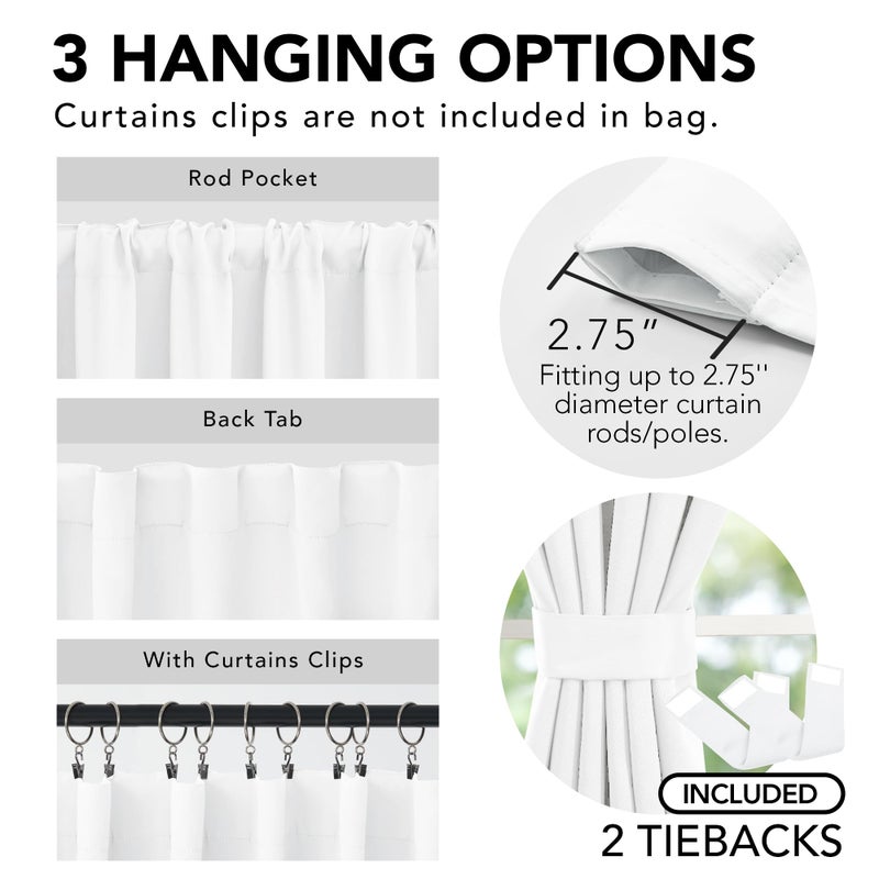 Deconovo White 100% Blackout Curtains for Living Room  Back Tab and Rod Pocket Room Darkening Curtain for Bedroom 84 Inches Long  52x84 Inch  2 Panels - Image 4