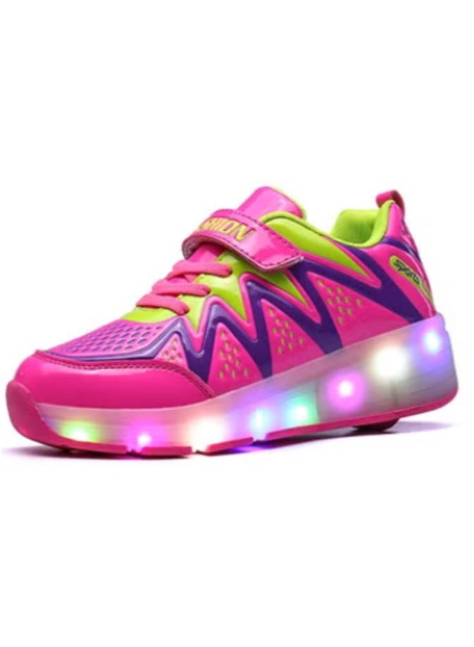 KUYING LED Hook And Loop Skate Shoes With Wheels