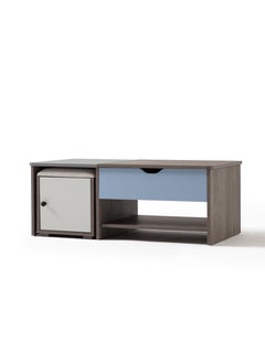 LINSY LINSY - Modern Large Coffee Table With Sturdy Desk Function, Storage Compartment, And Stool Chair with Storage Compartment, Grey wood Color 116L x64W x 43.8H cm  - Image 5