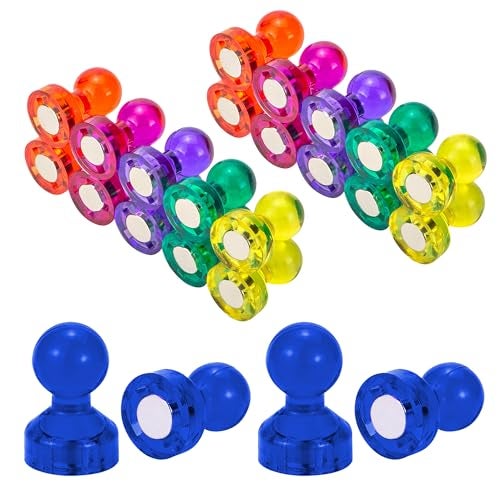 Homeaura Strong Fridge Magnets - 24 Pcs Colorful Magnetic Thumb Tacks for Whiteboard, Office, School, Kitchen, and Home Organization - Super Strong Holding Power for Notes, Photos, and Reminders - Image 1