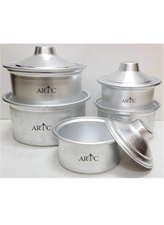 ARTC 10-Piece Pieces Genuine Quality Aluminum Cookware Set - Silver (5Pcs Pot 5Pcs Lid)  - Image 1