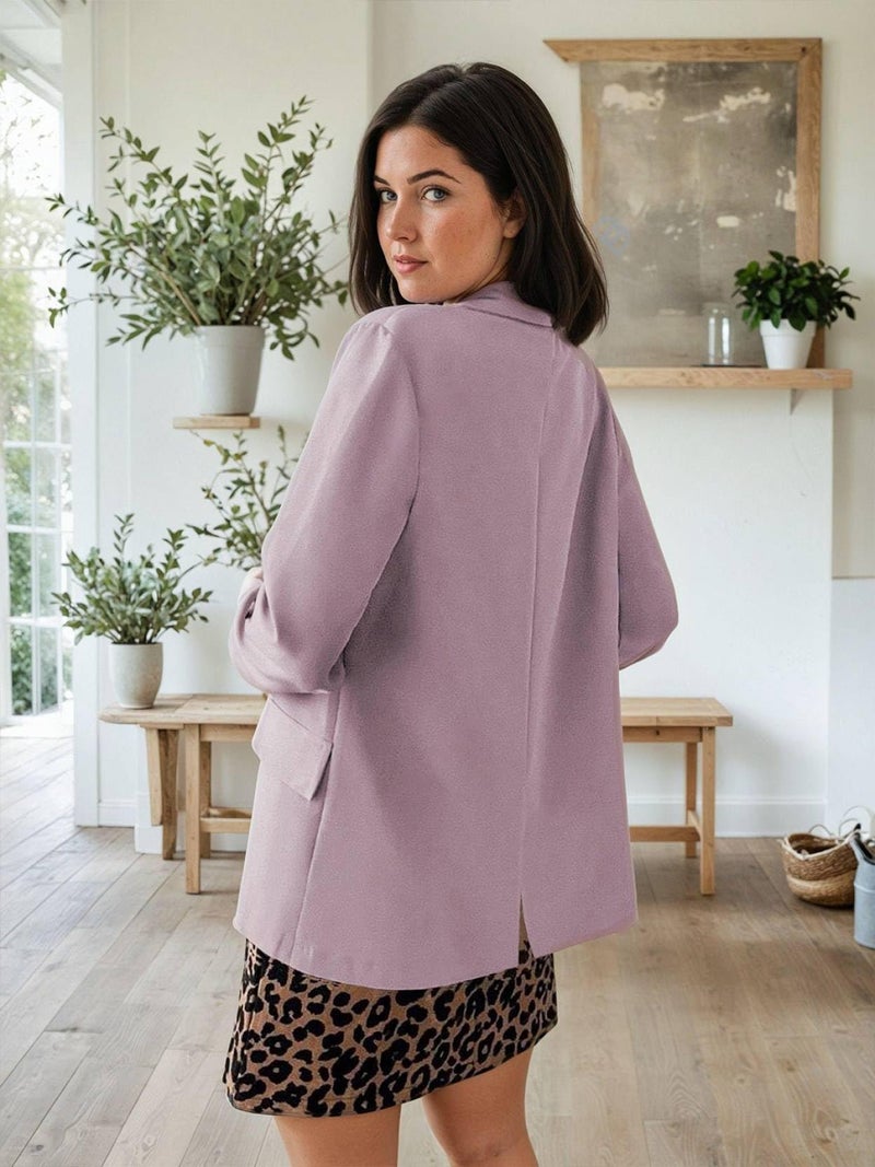 KOTTY Womens Soild Regular fit Full Sleeve Formal -Casual Blazer(Purple,S) - Image 3