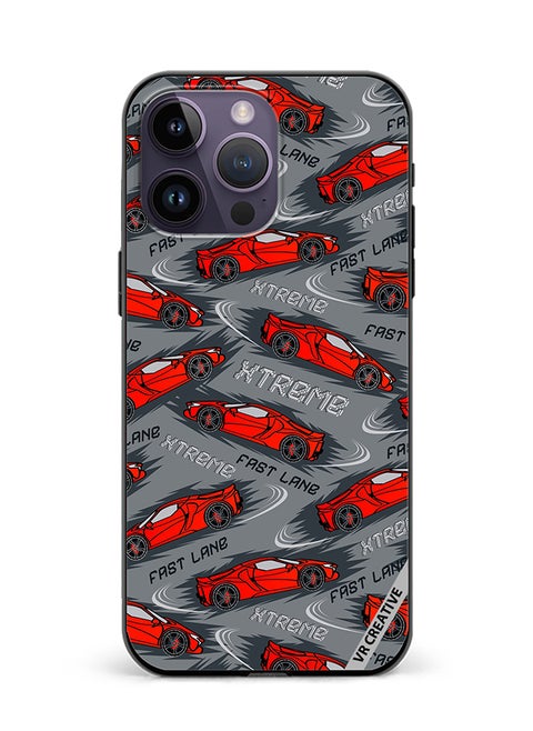Protective Case Cover For Apple iPhone 16 Pro Abstract Seamless Pattern With Sport Cars Design Multicolour