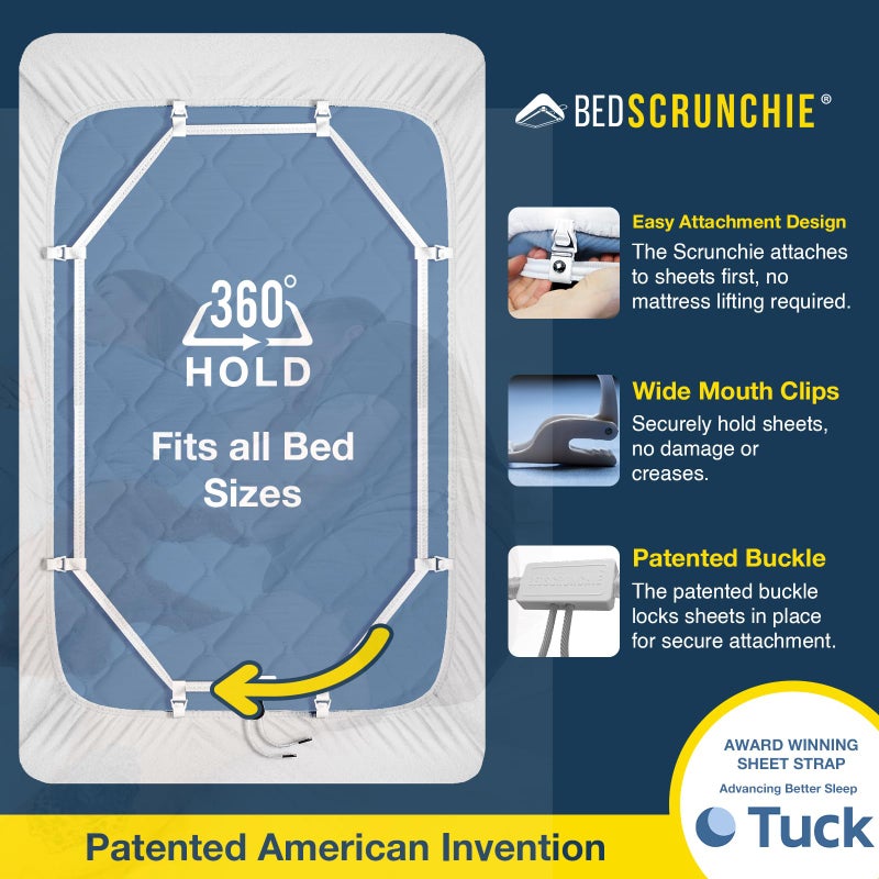 BED SCRUNCHIE Sheet Holder Straps - Heavy Duty Gripper Clips - Strengthened Parachute Cord - 360 Degree Bed Sheet Tightener - Strongest and Effective Extender - Fits All Mattress Sizes - Image 3