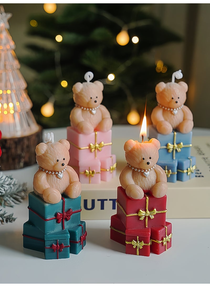 Handmade Cute Bear Scented Candles Set of 4 - Velvet Rose, Sage & Sea Salt, White Peach Oolong, Blue Bell Fragrances - Image 1
