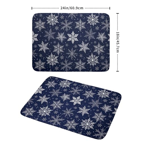 Sphragiyn Winter Blue Snowflake Dish Drying Mat for Kitchen Counter Holiday Super Absorbent Reversible Microfiber Kitchen Countertop Protector Dishes Pad Large 18x24 inch - Image 2