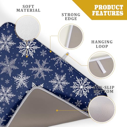 Sphragiyn Winter Blue Snowflake Dish Drying Mat for Kitchen Counter Holiday Super Absorbent Reversible Microfiber Kitchen Countertop Protector Dishes Pad Large 18x24 inch - Image 4