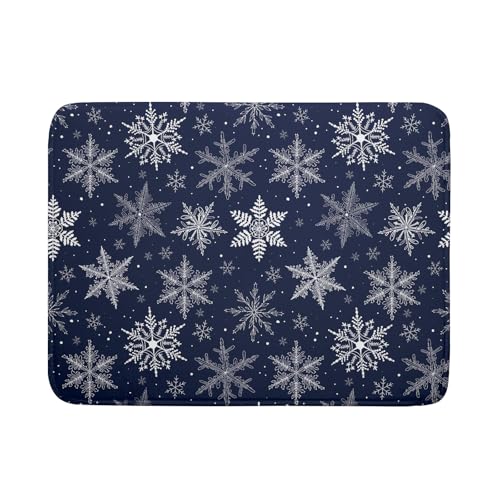 Sphragiyn Winter Blue Snowflake Dish Drying Mat for Kitchen Counter Holiday Super Absorbent Reversible Microfiber Kitchen Countertop Protector Dishes Pad Large 18x24 inch - Image 1
