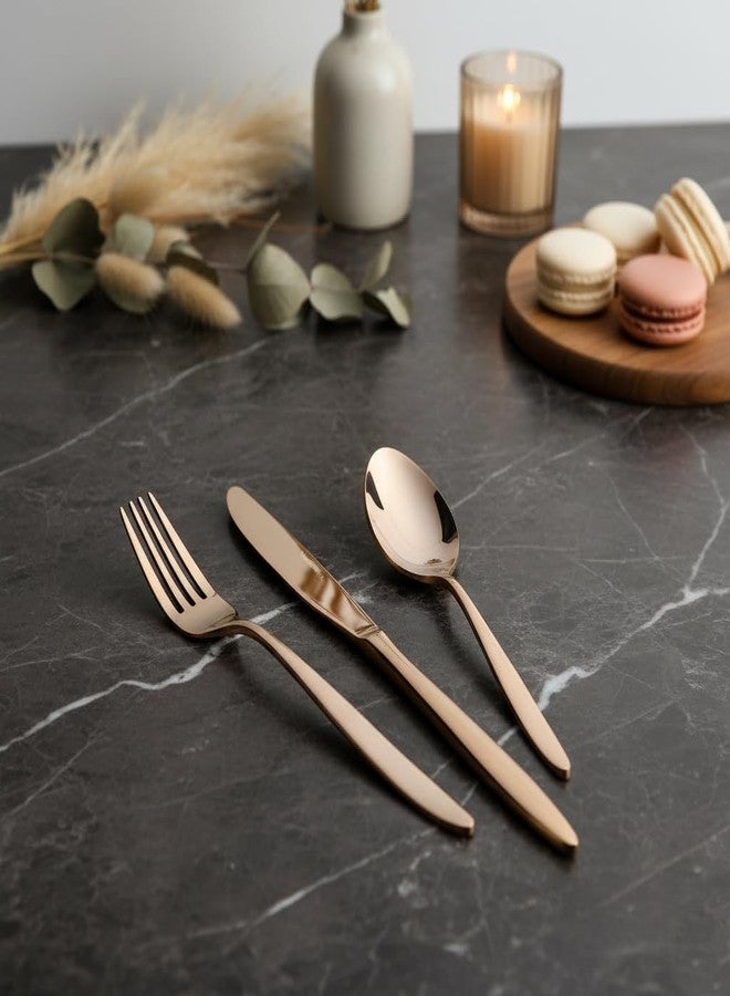 BlackCarrot 304 Grade Stainless Steel Rose Gold Cutlery Set of 3 - Image 1