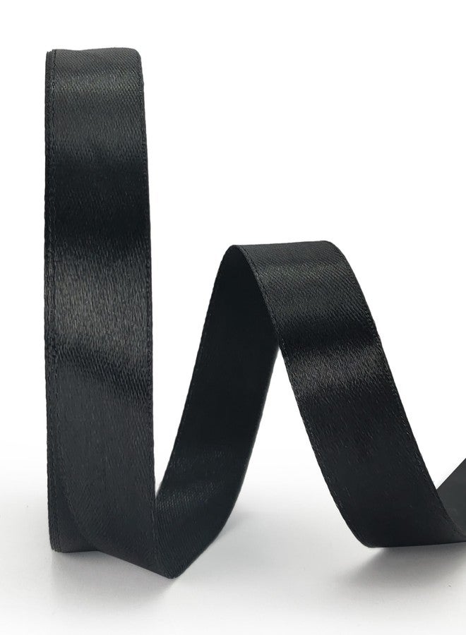SDZMDL Black Ribbon 3/4 Inch, 25 Yards/roll Solid Satin Ribbon for Gift Wrapping, Bow, Floral Bouquets, Party Decoration. - Image 1