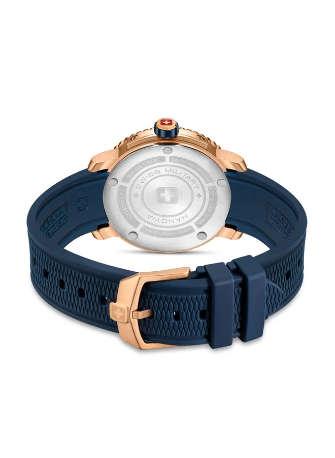 SWISS MILITARY HANOWA Black Marlin Watch For Men With Blue Silicone Strap - 44 mm