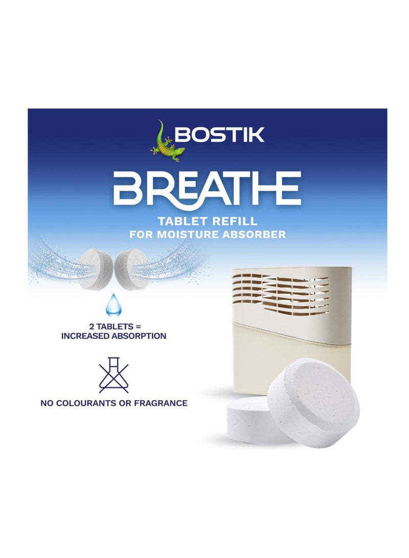 بوستيك أقراص Breathe 4 القابلة لإعادة التعبئة لمزيل الرطوبة، خالية من الصبغة والعطور للمنزل والشقق والقافلة، غرف تصل إلى 25 مترًا، 4 أقراص امتصاص الرطوبة × 250 جرام، لون أبيض - Image 3