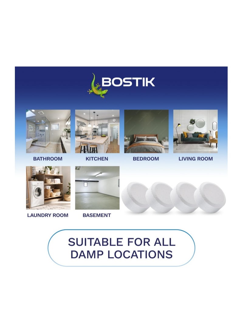 بوستيك أقراص Breathe 4 القابلة لإعادة التعبئة لمزيل الرطوبة، خالية من الصبغة والعطور للمنزل والشقق والقافلة، غرف تصل إلى 25 مترًا، 4 أقراص امتصاص الرطوبة × 250 جرام، لون أبيض - Image 4