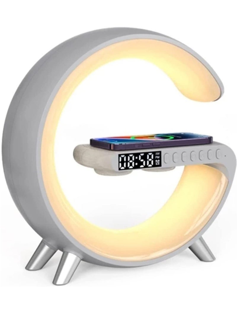 Wireless Charger Atmosphere Lamp, RGB Color Changing Mood Light with Time Display, 256 Modes and 16 Million Light Colors, Bluetooth Speaker Desk Lamp with Alarm Clock, Ideal Choice for Friends - Image 1