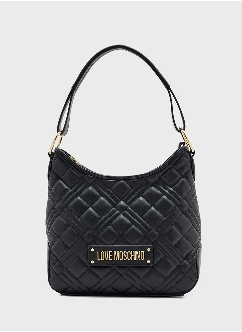 Love Moschino Logo Detailed Quilted Hobo