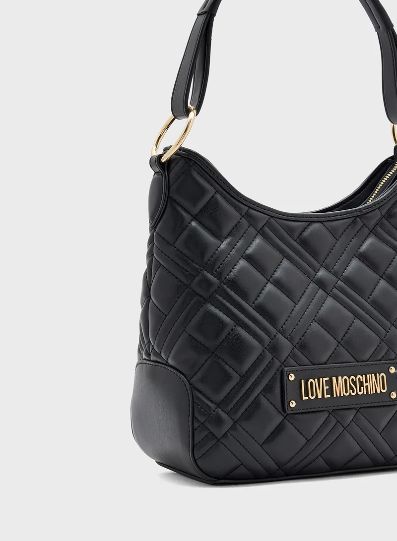 Love Moschino Logo Detailed Quilted Hobo