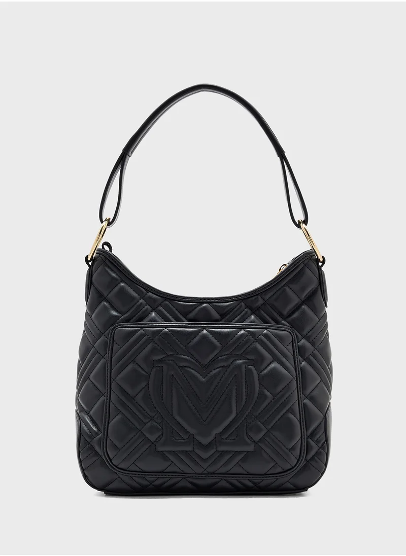 Love Moschino Logo Detailed Quilted Hobo