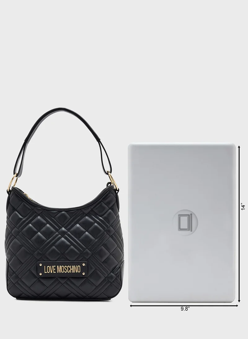 Love Moschino Logo Detailed Quilted Hobo