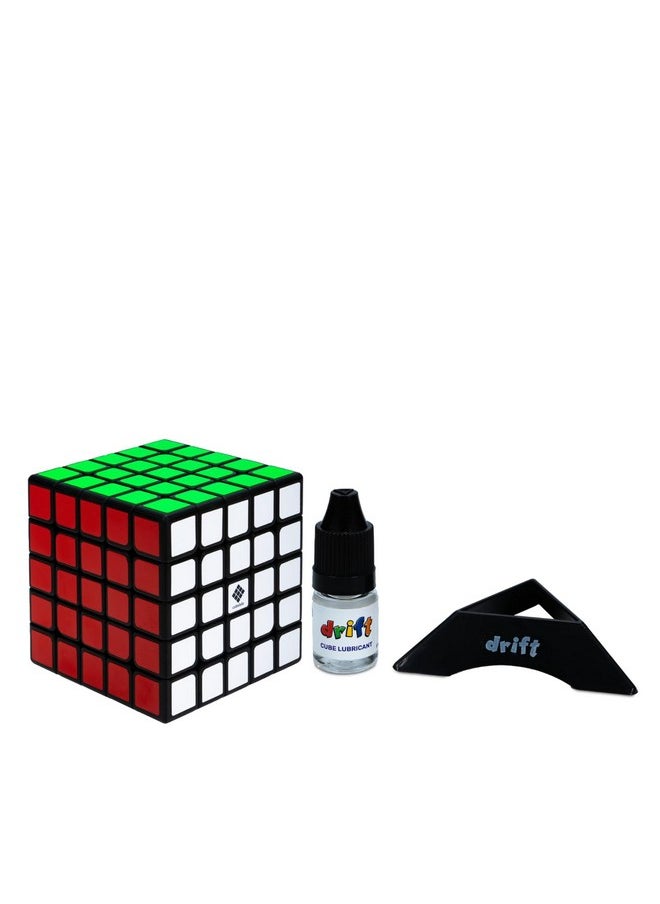 Cubelelo - Drift 5x5 Black with Cube Lubricant and Stand Combo | High-Performance Speed Cube | Smooth Turning & Durable | Ideal for All Ages | Perfect for Training & Competitive Cubing - Image 1