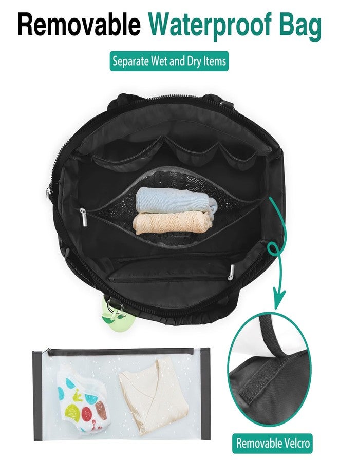 KUBYA Diaper Bag Tote, Puffer Quilted Baby Diaper Tote Bags Crossbody Hospital Bag Travel Large Mommy Bag, with Silicone Pacifier Case - Image 3