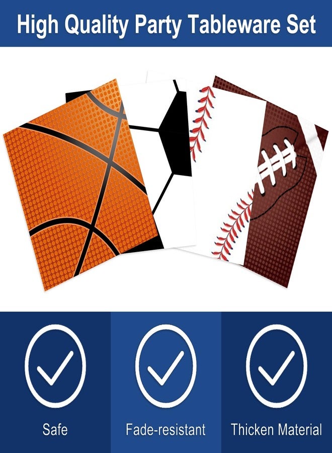 73Hours Sports Birthday Party Decorations 80Pcs Sports Party Plates and Napkins Baseball Football Soccer Basketball Rugby Disposable Paper Plates Napkins for Boy Birthday Party Decoration Supplies Favors - Image 4