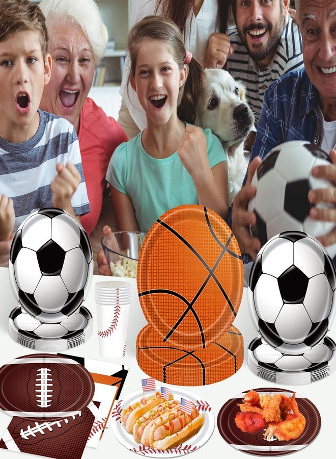 73Hours Sports Birthday Party Decorations 80Pcs Sports Party Plates and Napkins Baseball Football Soccer Basketball Rugby Disposable Paper Plates Napkins for Boy Birthday Party Decoration Supplies Favors - Image 5