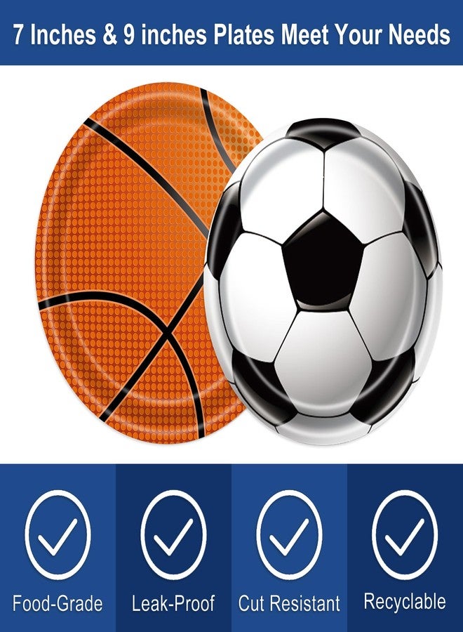 73Hours Sports Birthday Party Decorations 80Pcs Sports Party Plates and Napkins Baseball Football Soccer Basketball Rugby Disposable Paper Plates Napkins for Boy Birthday Party Decoration Supplies Favors - Image 3