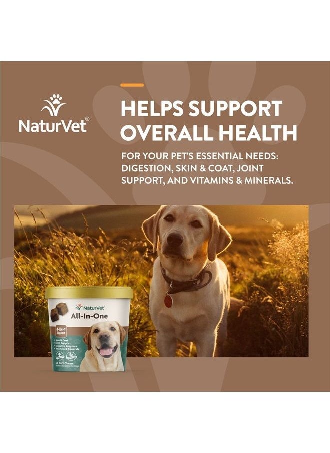 NaturVet - All-in-One Dog Supplement - for Joint Support, Digestion, Skin, Coat Care – Dog Multivitamins with Minerals, Omega-3, 6, 9 – Wheat-Free Vitamins for Dogs – 60 Soft Chews - Image 1