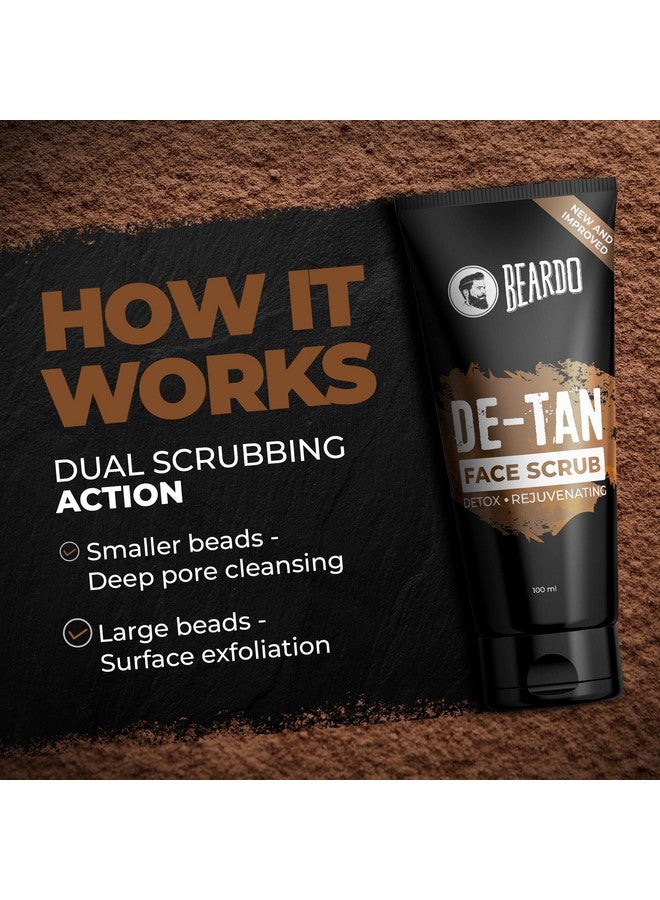 BEARDO De-Tan Face Scrub For Men, 100G | Blackhead & Tan Removal | Dual Bead Exfoliation | Coffee Detox | Oil Control - Image 3