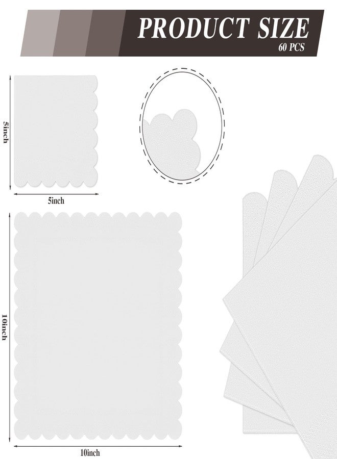 Ohkishly 60 Pcs White Napkins Disposable, White Paper Napkins Cocktail Napkins Scalloped Napkin for Dinner Wedding Birthday Party Baby Shower,5 x 5 Inch - Image 2