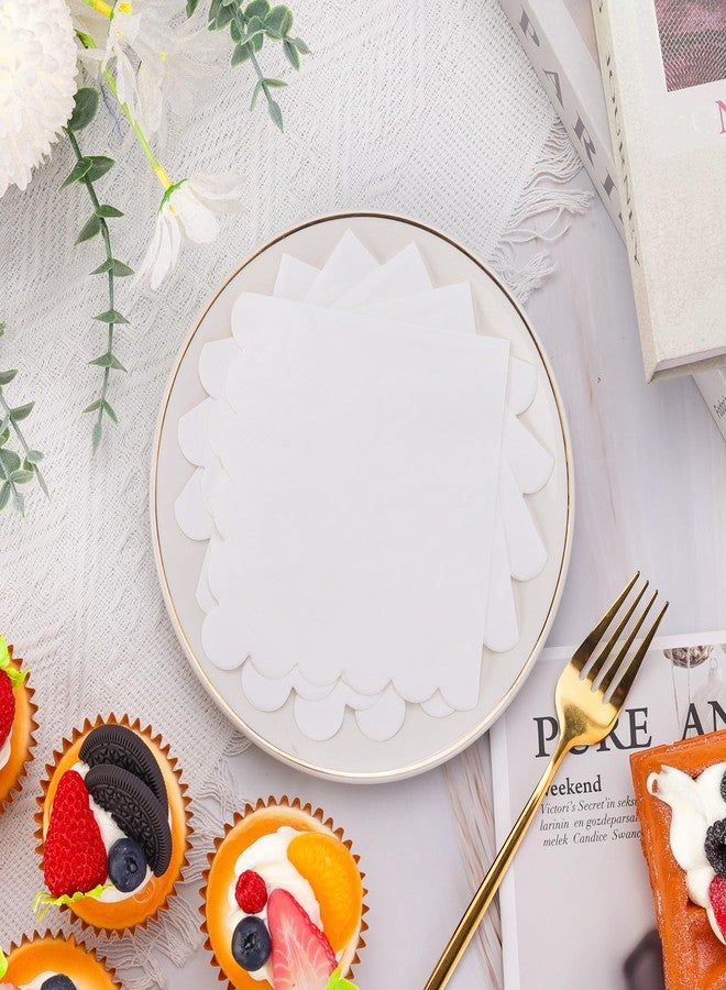 Ohkishly 60 Pcs White Napkins Disposable, White Paper Napkins Cocktail Napkins Scalloped Napkin for Dinner Wedding Birthday Party Baby Shower,5 x 5 Inch - Image 5
