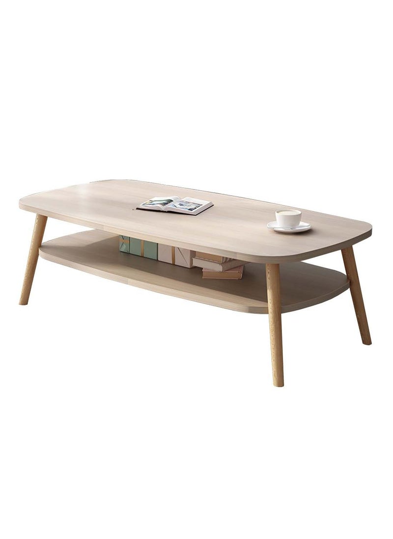 EqiEch - Modern Style Double Layer MDF Coffee Table With Large Open Storage For Living Room Home Office 120x58x42cm - Image 1