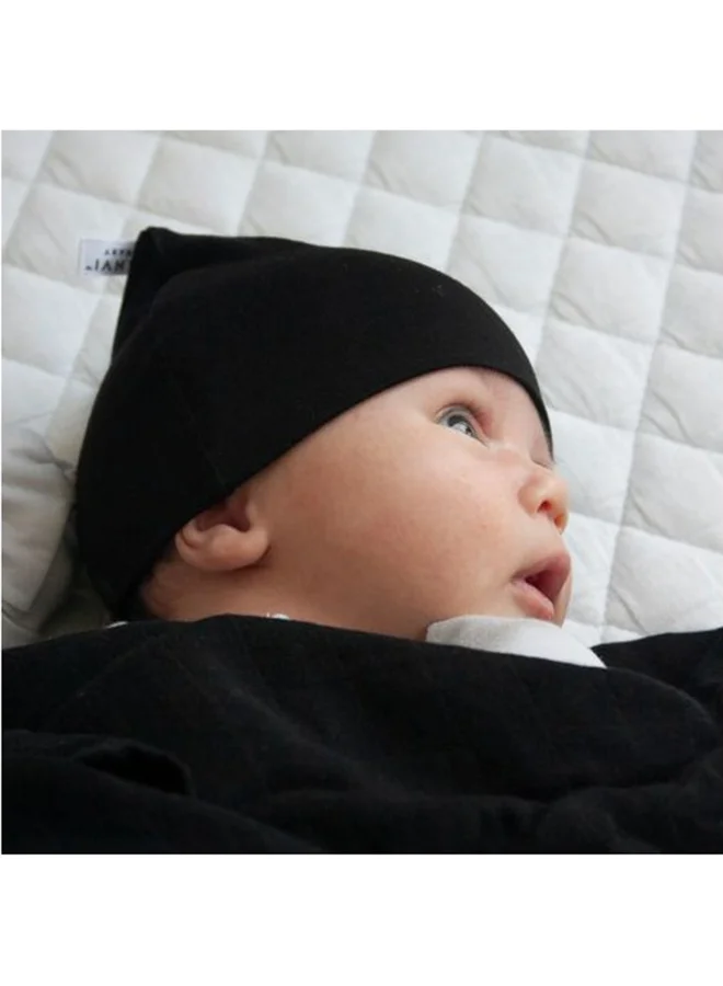 Anvi Baby Organic Bamboo Beanie and Swaddle Set  Charcoal Black