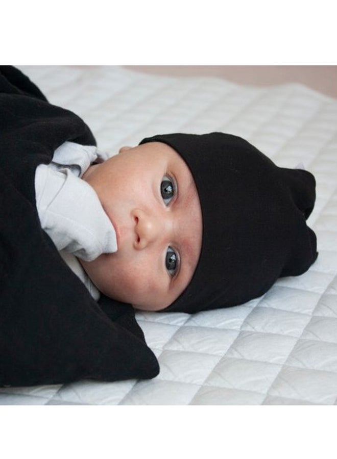 Anvi Baby Organic Bamboo Beanie and Swaddle Set  Charcoal Black  - Image 4