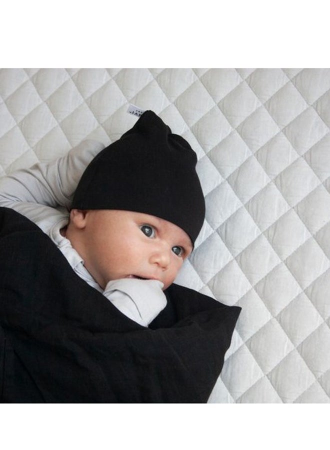 Anvi Baby Organic Bamboo Beanie and Swaddle Set  Charcoal Black  - Image 5