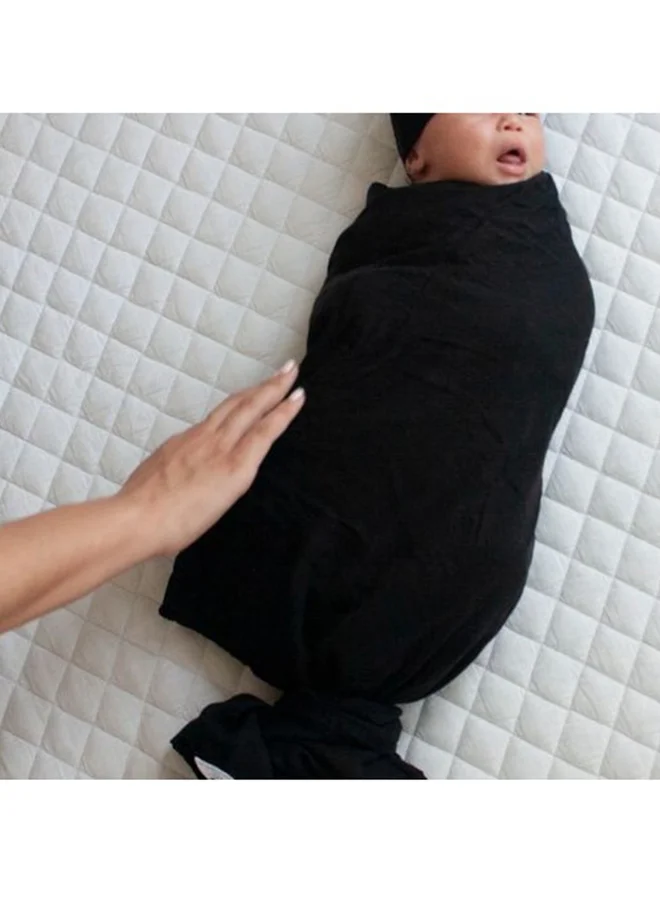 Anvi Baby Organic Bamboo Beanie and Swaddle Set  Charcoal Black