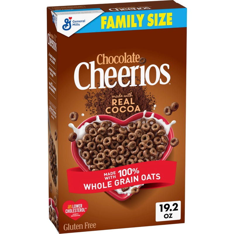Cheerios Chocolate Cheerios, Heart Healthy Gluten Free Breakfast Cereal, Made with Whole Grain Oats, Family Size, 19.2 oz - Image 1