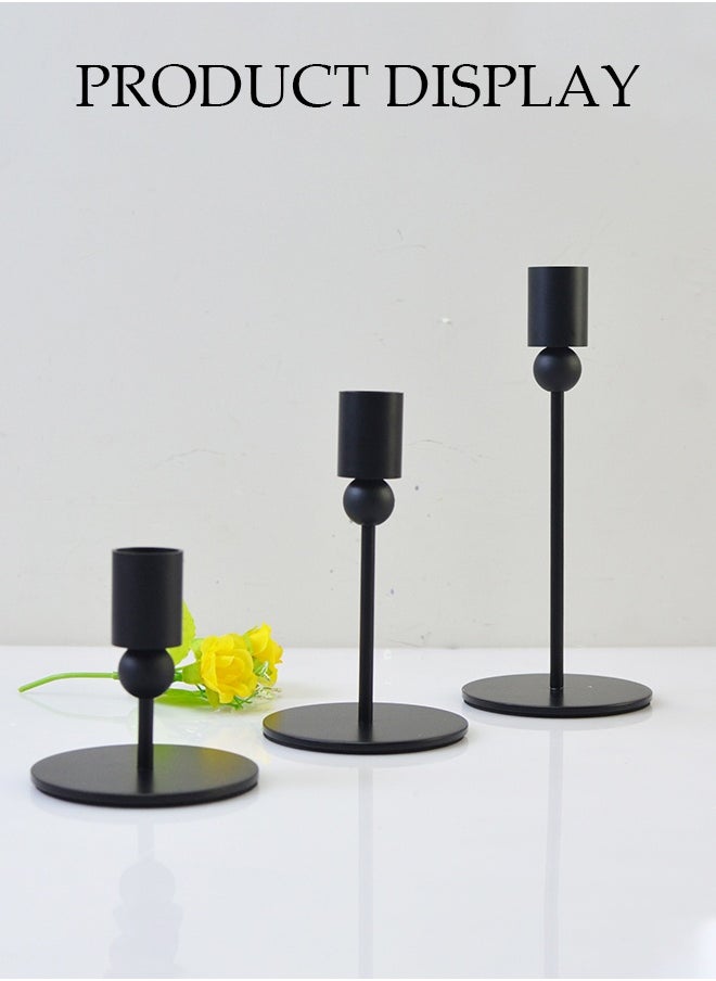 DUNISO 3 Pieces of Candle Holder Set，Candle Holders for Table Centerpiece,Retro Iron Candle Stand,Sturdy and Durable,Suitable for Weddings, Dinners, Parties, Home Decor,Black  - Image 4