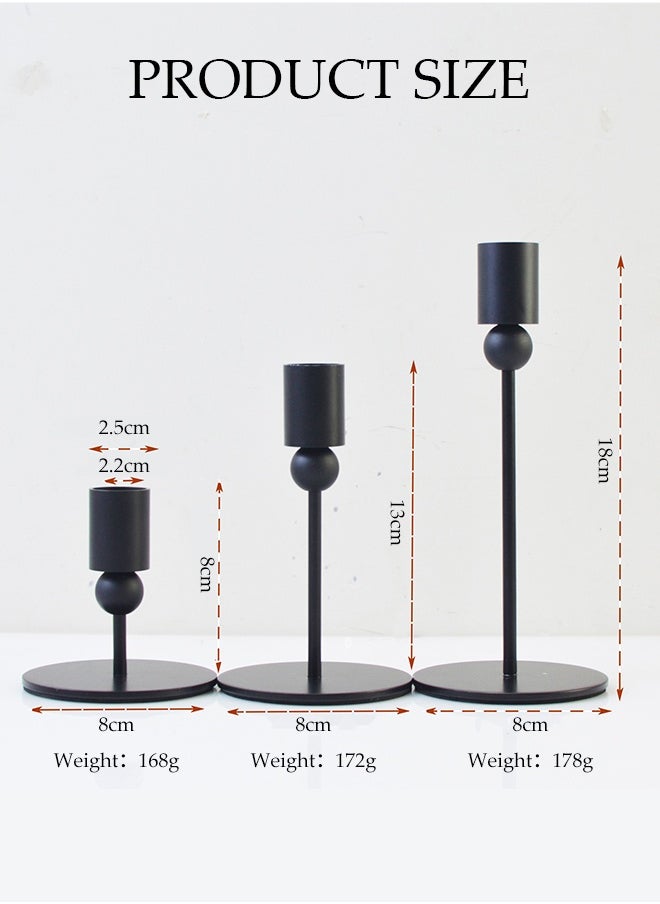 DUNISO 3 Pieces of Candle Holder Set，Candle Holders for Table Centerpiece,Retro Iron Candle Stand,Sturdy and Durable,Suitable for Weddings, Dinners, Parties, Home Decor,Black  - Image 2