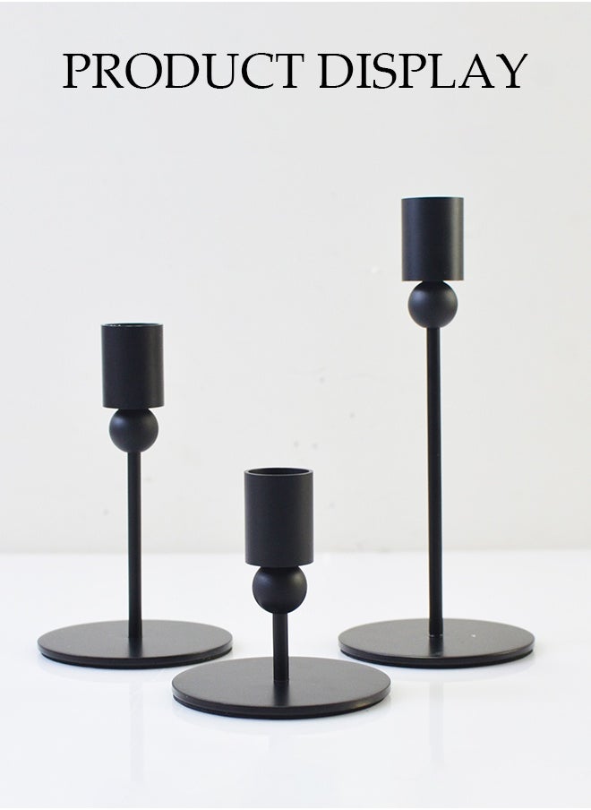DUNISO 3 Pieces of Candle Holder Set，Candle Holders for Table Centerpiece,Retro Iron Candle Stand,Sturdy and Durable,Suitable for Weddings, Dinners, Parties, Home Decor,Black  - Image 3