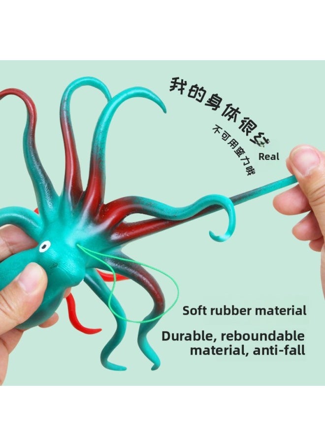 Simulation Octopus Toy Model Octopus Marine Animal World Decoration Pendant Squid Early Education Educational Cognition-Color:Green Soft Plastic Octopus [8cm]]  - Image 4