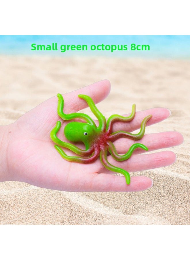 Simulation Octopus Toy Model Octopus Marine Animal World Decoration Pendant Squid Early Education Educational Cognition-Color:Green Soft Plastic Octopus [8cm]]  - Image 1