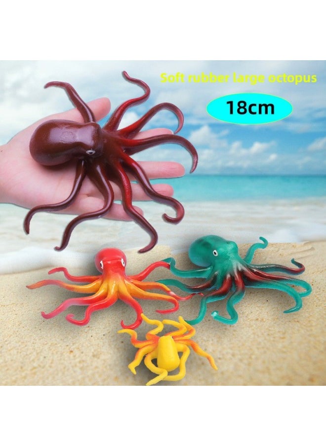 Simulation Octopus Toy Model Octopus Marine Animal World Decoration Pendant Squid Early Education Educational Cognition-Color:Green Soft Plastic Octopus [8cm]]  - Image 2