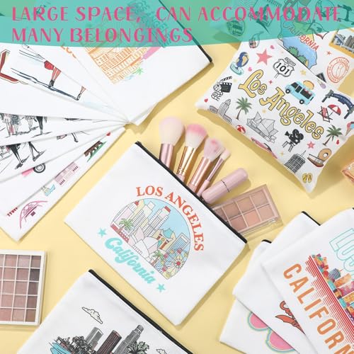 Bulyoou 16 Pcs Los Angeles Cosmetic Bag Souvenir Gifts Makeup Bag Travel Vacation Zipper Pouch Purse for Women Birthday Trip Gifts Party Favors - Image 3