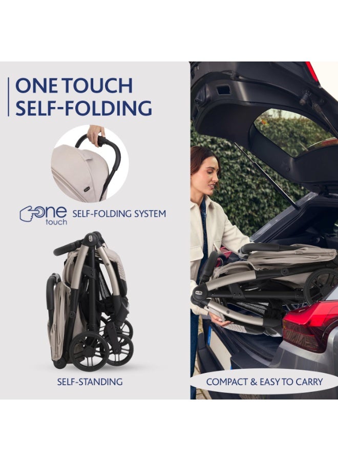 Chicco Goody XPlus Stroller | One-Touch Self-Fold | Padded Seat & Shock-Absorber Wheels | 4 Recline Positions | Adjustable Backrest | Birth to 5 Years | UV50+ Extendable Canopy | Sandshell Colour - Image 4